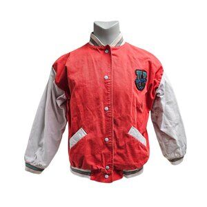 80s - 90s Spettro red and white bowling unisex varsity jacket . fits S - M